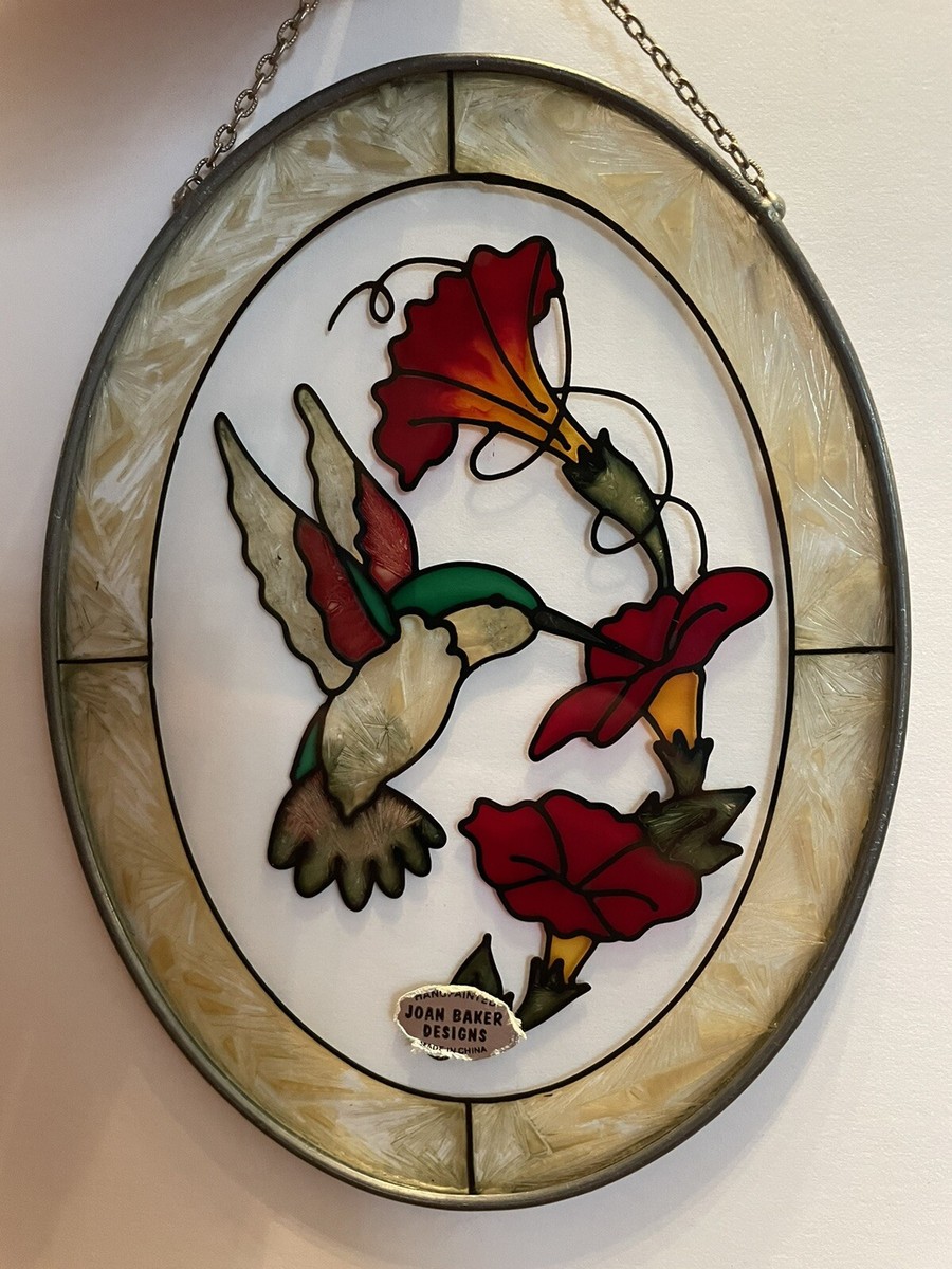 JOAN BAKER Designs Hummingbird and Flowers Hand Painted