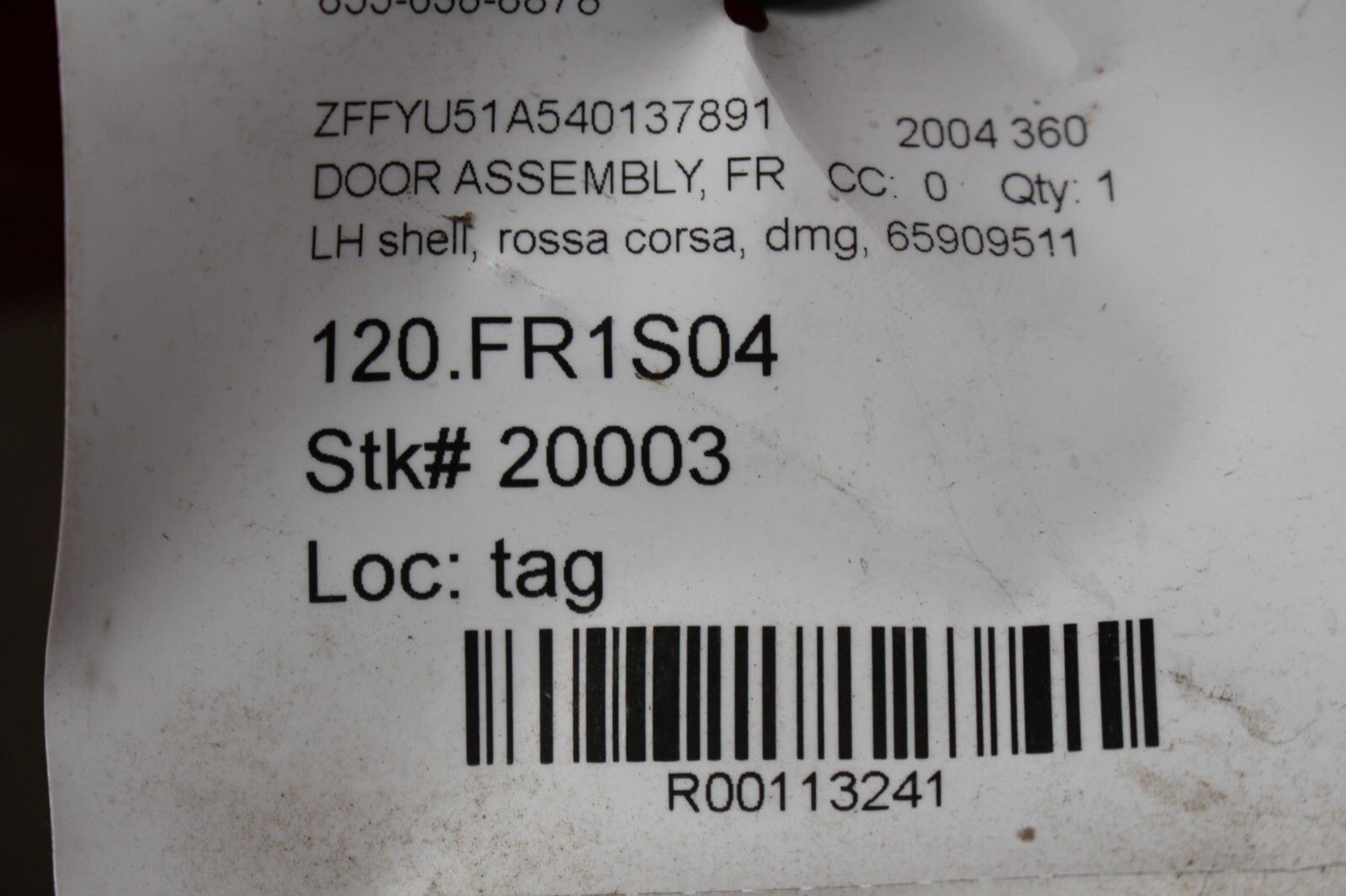 Ferrari 360 LH, Left, Door Shell, Rossa Corsa, Dmg, Used, P/N 65909511