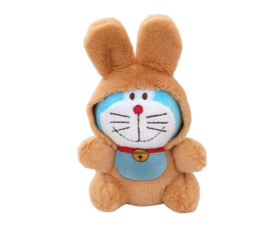 New Dream Brown Doraemon Smile Sitting Cute Plush Key Charm Ring Doll Toy Anime