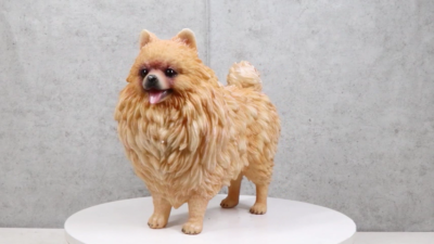 SANDICAST　ポメラニアン　Pomeranian　置物　フィギュア　ミニ Sandicast Small Size Orange Pomeranian Dog Sculpture, 3 in. x 1.75