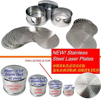 DOUBLE Diamond Gem Sieves 47mm 2'' 42 Steel LASER plates 000~20 &1.5~19.5 PIERRES