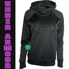 Under Armour Women's Logo Pullover Hoodie Size Small 1318396 Black Heather NEW