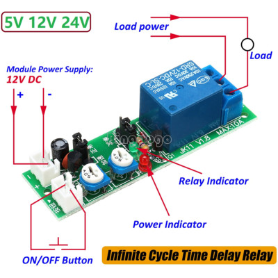 DC 5V 12V 24V Infinite Cycle Delay Timing Timer Relay ON OFF Switch Loop Module
