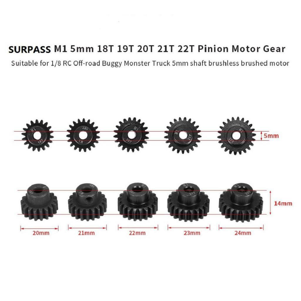 Moteur Pignon, M1 ¢ 5mm 17T-19TT 20T-22T RC Pignon de Moteur en Métal fixé pour 1/8 RC Buggy Truck Car(17T-19T Moteur Pignon, M1 ¢ 5mm 17T-19TT 20T-22T RC Pignon de Moteur en Métal fixé pour 1/8 RC Buggy Truck Car(17T-19T