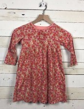 Girls LANDS' END Sz 4y Pink l/s Floral Cotton Day Dress w/ Pockets