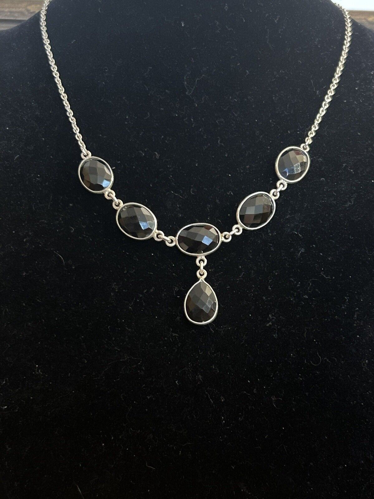 925 sterling Black Onyx Signed  necklace - image 3