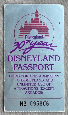 30 YEARS DISNEYLAND PASSPORT 1985 Dec 27th Visit | eBay