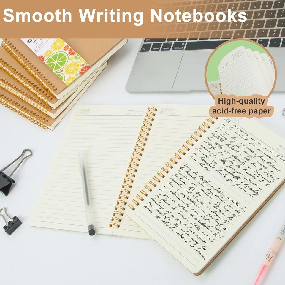 6 Pack Lined Notebooks Work School A5 Ruled Spiral Journals 60 Sheets/120 Pages - Image 3 of 4