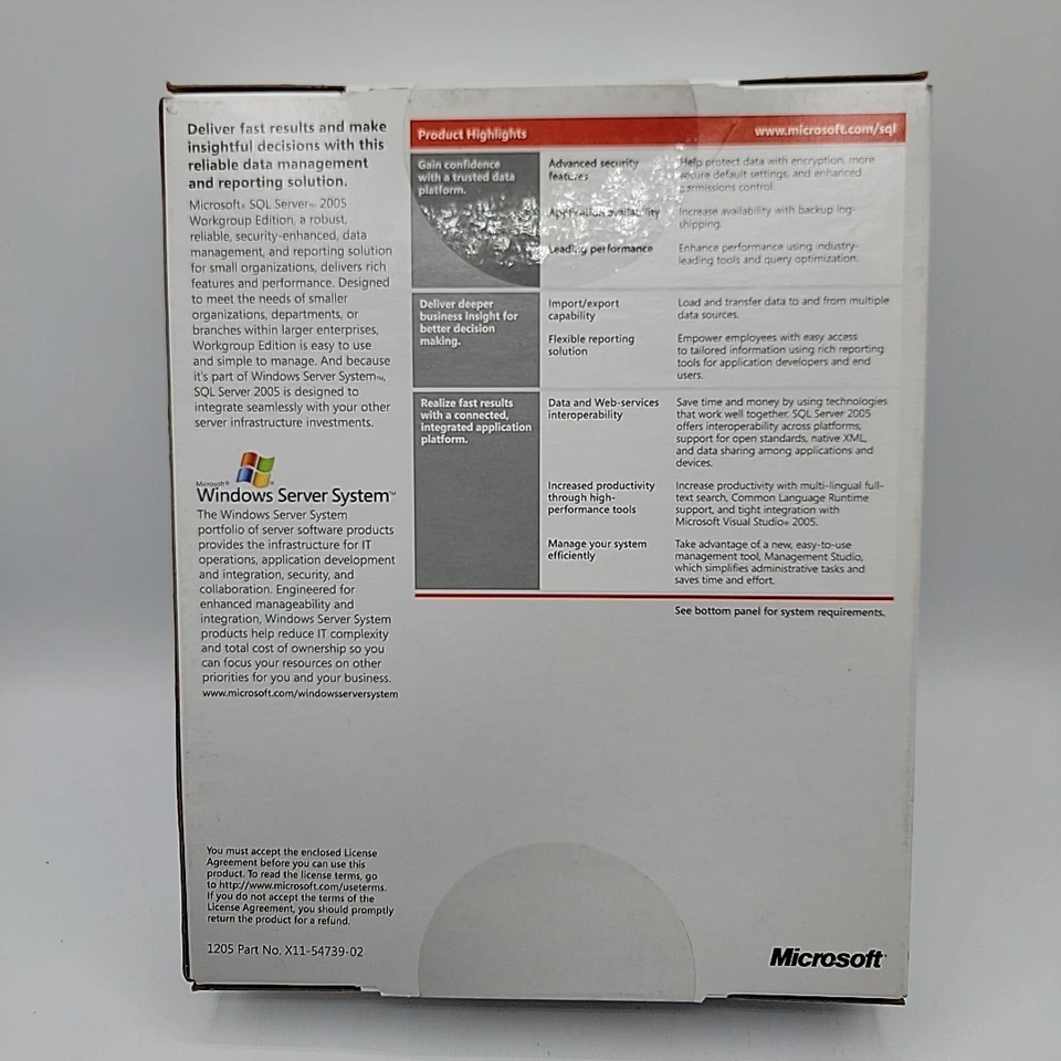 Microsoft SQL Server 2005 Workgroup Edition Data Management And Reporting Sealed - Image 3 of 4