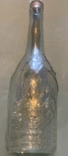 Holiday  Glass Decorating Bottle 12” white Leaves Design & Cork pre owned 