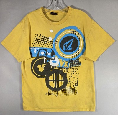 Volcom Shirt Mens Medium Yellow Embrace Change Logo Graphic Skate Tee Streetwear