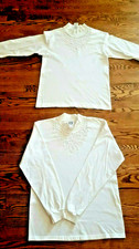 T-SHIRT 100 Cotton Ivory or White Lace Top Crochet Long Sleeve Large USA Women