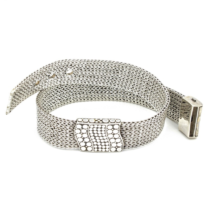 John Hardy Sterling Dot Collection Woven Adjustable Collar Necklace #S5596-3
