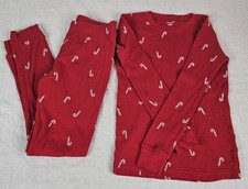 Carter's Kids Size 8 Candy Cane 2-Piece Pajama Set Thermal Waffle Knit Christmas