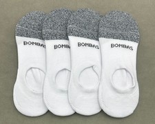 BOMBAS 4 Pairs Women's Cushion No Show Socks Everyday Size S 4-7.5 White