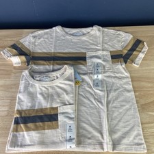 Cat Jack Beige Stripes Short Sleeve Shirt With Pocket Boys Size M 8 Lot Of 2