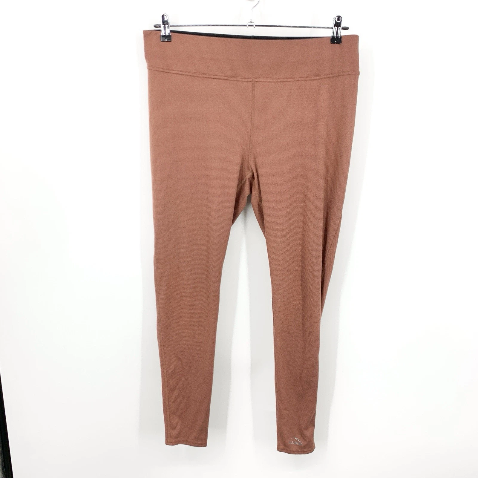 LL Bean Women Size XL Pants Red Base Layer Midweight Leggings Stretch High Rise