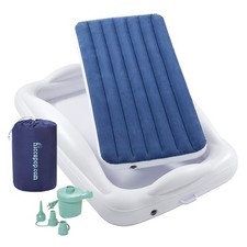 hiccapop Inflatable Toddler Travel Bed with Safety Bumpers 4-Sided Portable