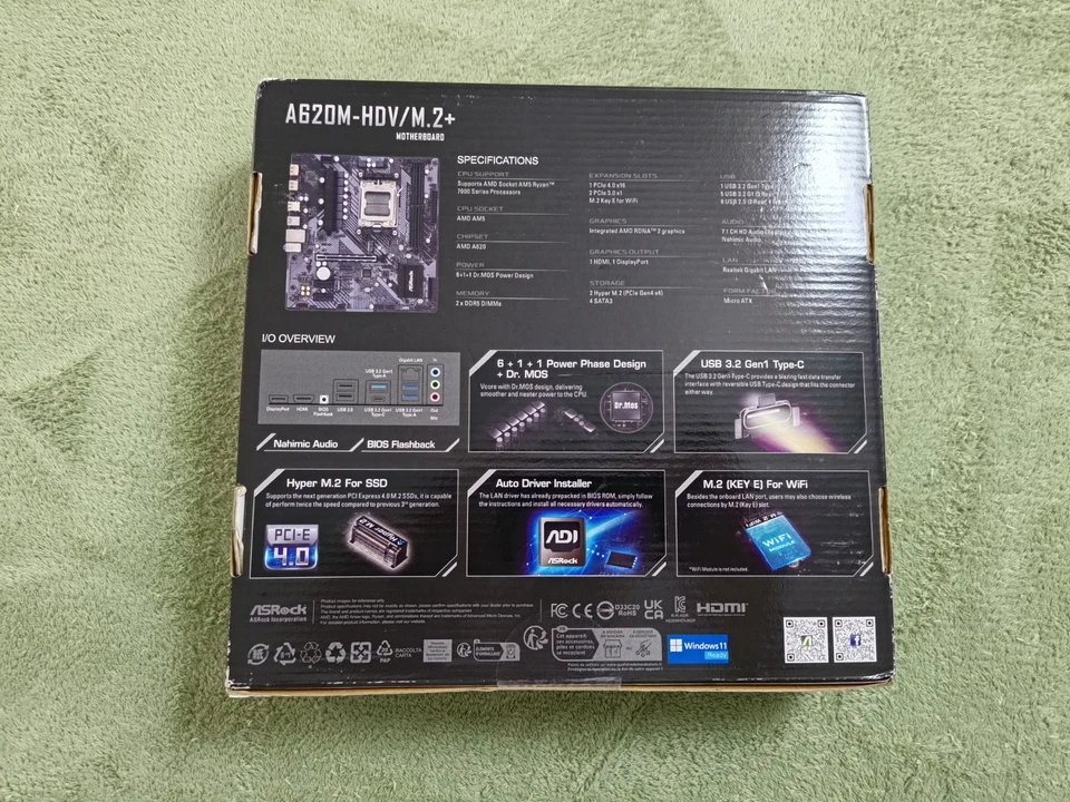 ASRock A620M-HDV/M.2 AMD A620 AM5 DDR5 Micro ATX Motherboard New! - Image 3 of 4