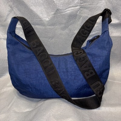 BAGGU Medium Crescent Crossbody Bag Navy Blue Barely Used Excellent Condition