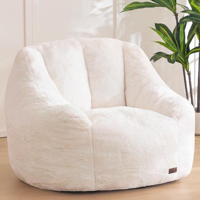 Bean Bag Chair, Comfy Bean Bag Sofa with Back Support, Faux Fur Bean Bag Chai...