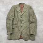 Harris Tweed Blazer Mens Medium Vintage Wool Hand Woven Sport Coat, Green