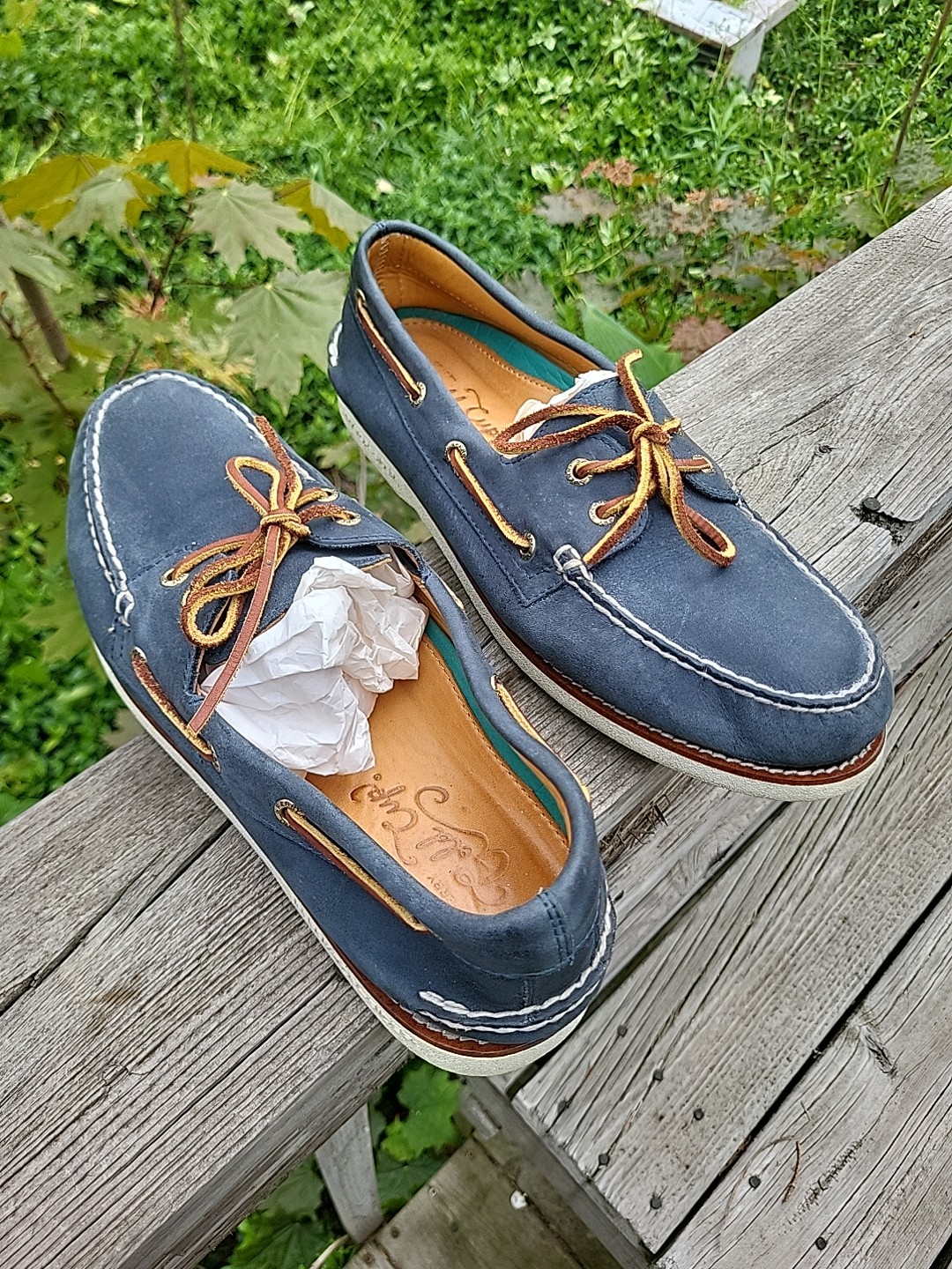 Sperry Leather Gold Cup Loafers Boat Shoes Blue Grey AO 2 Eye Top Sider 10.5 Men