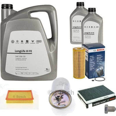 BOSCH Inspektionspaket 7 L VW Motoröl 0W-30 Longlife III FE für Caddy II Kasten - Bild 1 von 4