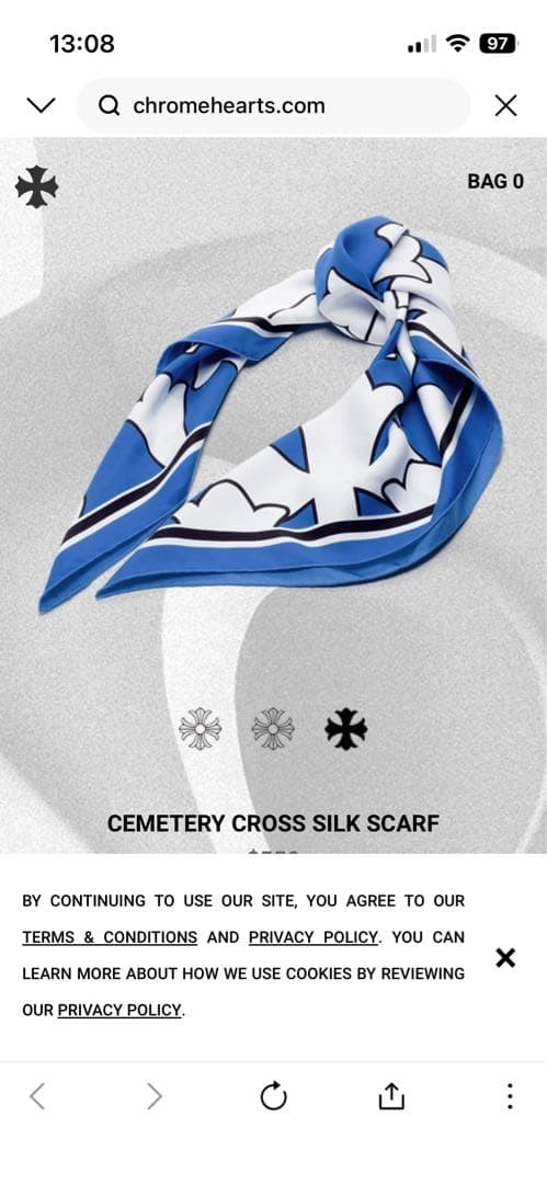 Chrome Hearts Cemetery Cross Silk Scarf thumbnail 10