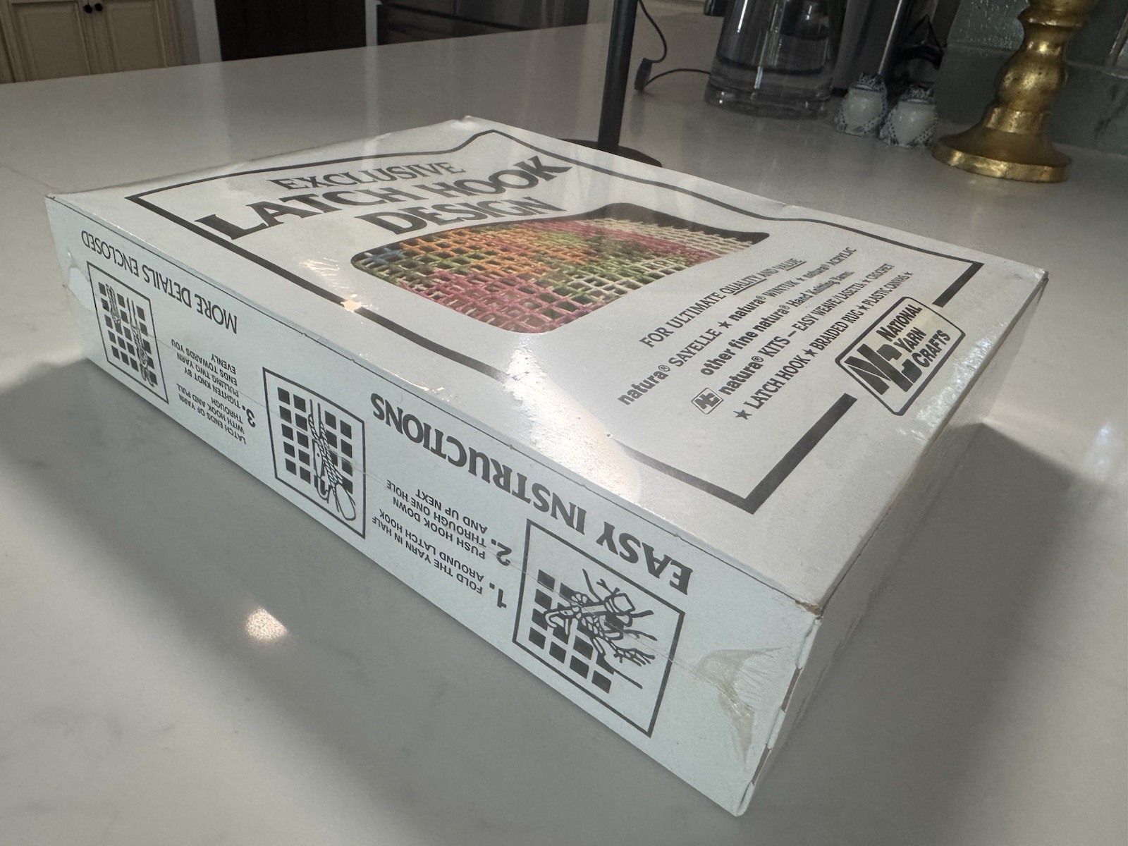 VTG National Yarn Crafts Latch Hook Kit P435 Heart Wreath 12x12 Sealed NOS