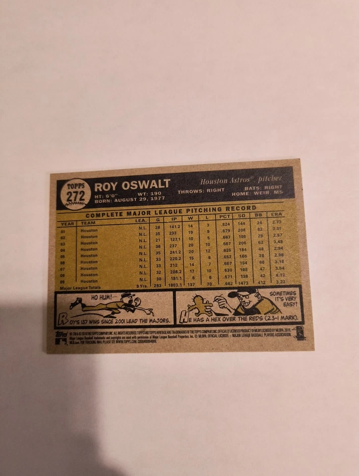 ROY OSWALT 2010 TOPPS HERITAGE #272 FREE SHIPPING - Image 2 of 2