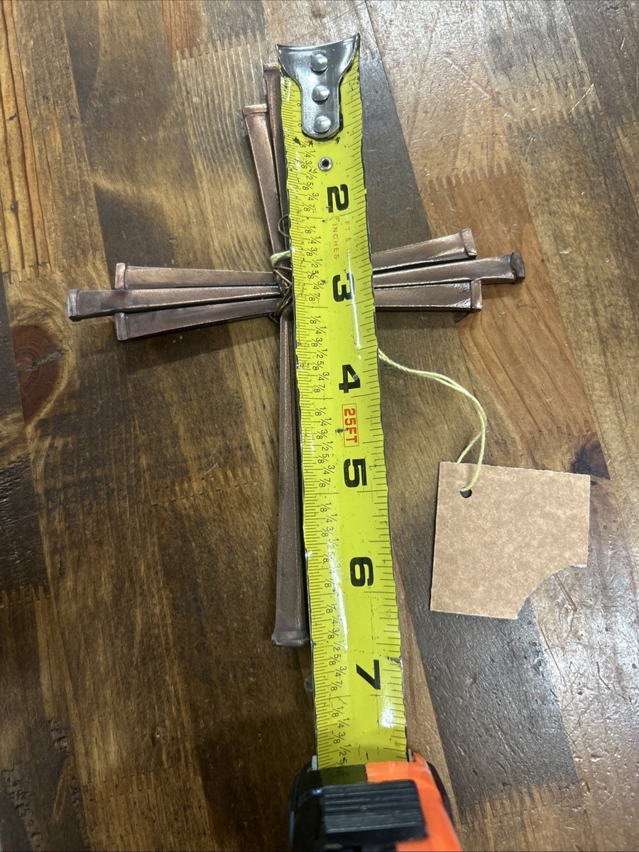 Sunstroke Hand- Crafted Metal Art Copper Railroad Spike Cross By