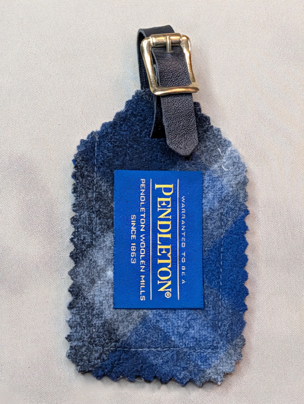 Travel Id Bag Tag In Blue Gray Plaid Wool Charm