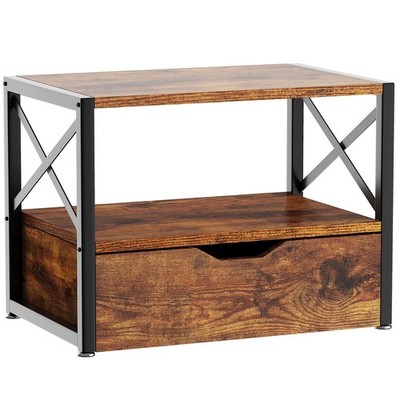IBUYKE 2 Ebenen Desktop Drucker Ständer Mehrzweck Schreibtisch Organizer Holz Drucker