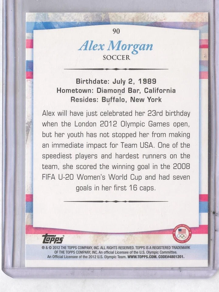 Alex Morgan 90 2012 Topps Rookie - Gold Parallel - Image 2 of 2