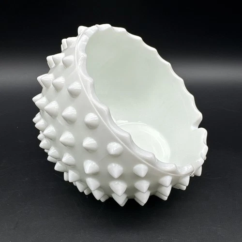Vintage Fenton Milkglass Hobnail Orb Ashtray Trinket Dish MCM Farmhouse