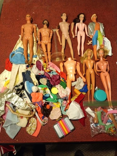 Vintage Gi Joe Barbie And Ken Doll Bundle For Parts Restore Shoes Boots Clothes