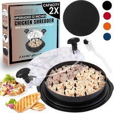 Chicken Shredder Tool Twist Large 12" w/ Visible Lid  Cleaning Brush/Meat/BLACK