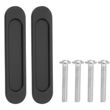 2Pcs Sliding Closet Door Handles 6" Aluminum Alloy Finger Push Pulls, Black