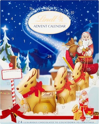 Lindt Milchschokolade Weihnachten Adventskalender 2025 - mittel 160g - 24...