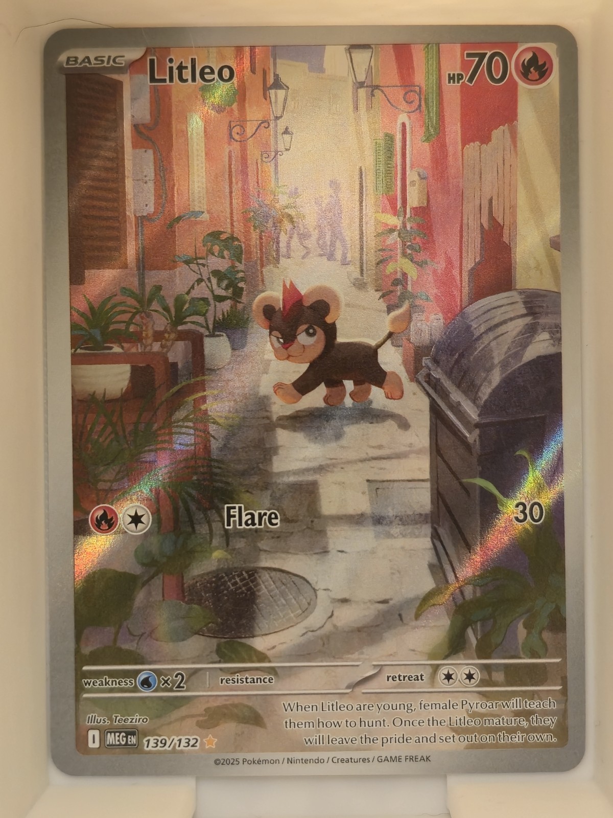 Pokémon TCG Litleo 139/132 Rare Holo Me01 Mega Evolution Basic HP70