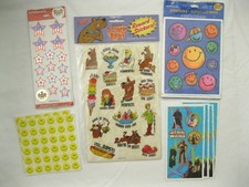 Kids Sticker Lot Vintage Smile Faces Star Wars Scooby doo Patriotic Shiny Stars