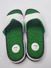 Reef Mulligan Slide Sandals Mens Size 10 White Green Golf Grass Footbed C13748