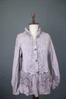 Elisa Cavaletti Club Lavender Solid Cotton Ruffled Lace Pockets Blouse Size XL