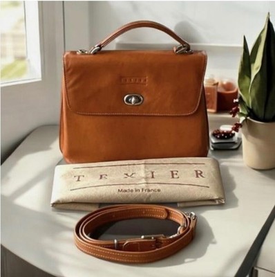 Texier Genuine Leather Tan or Brown Cross Body Messenger Bag
