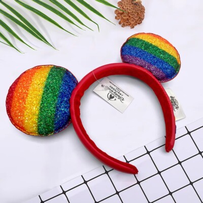 Disney 2025 Holographic Rainbow Bow Minnie Ears Headband - Navy & Rainbow NWT 2025 Disney.Parks It main image 4