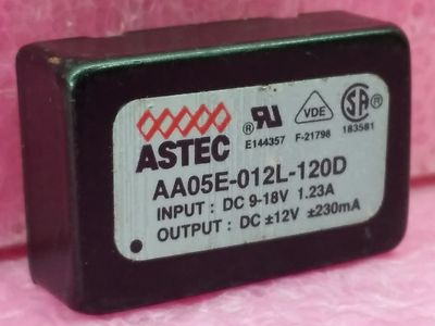 Astec AA05E-012L-120D DC-DC Wandler Eingang 9-18V 1,23A Ausgang +-12V +-230mA