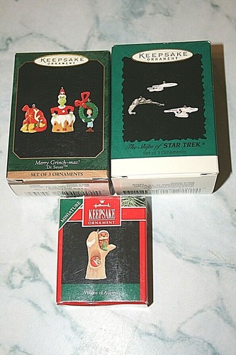 3 boxes Hallmark Keepsake Miniature Christmas Ornament Total 7
