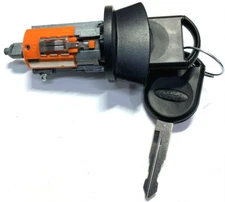 FORD OEM IGNITION SWITCH LOCK CYLINDER WITH 2 OEM LOGO TRANSPONDER CHIPPED KEYS