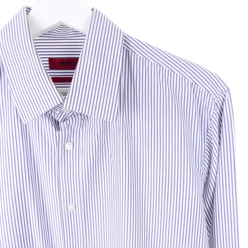 HUGO BOSS Hemd Business Slim Fit Grau Weiß Gestreift Gr. M - Bild 2 von 3